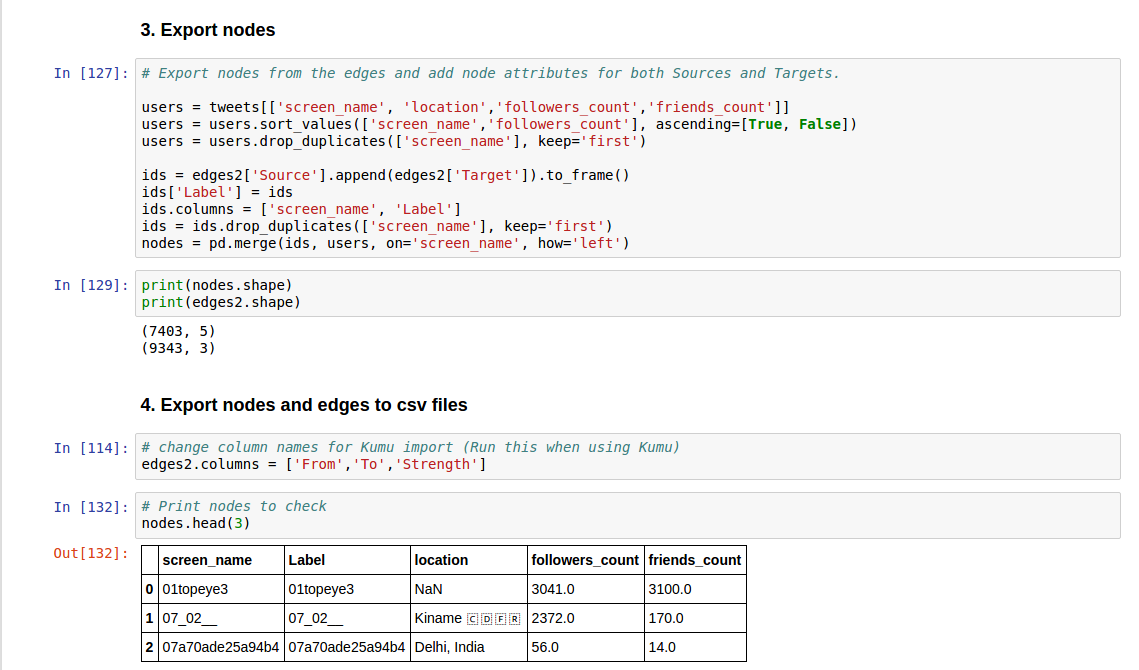 Extracting nodes and edges from CSV