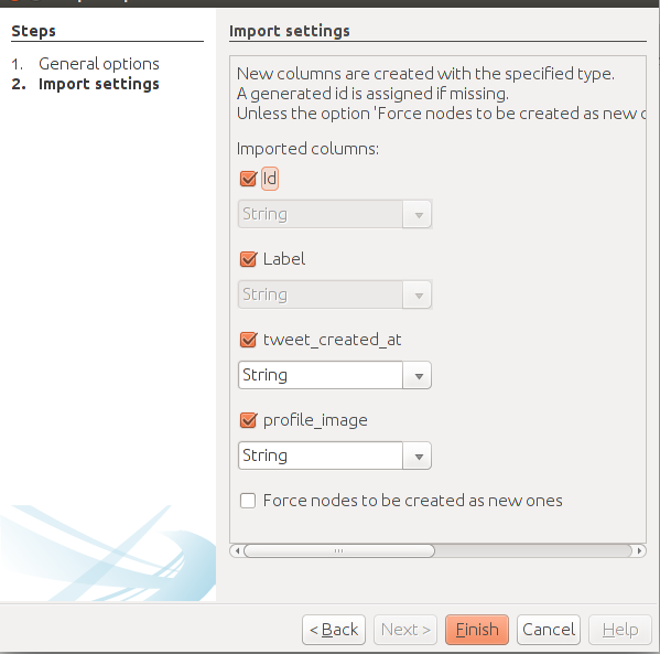 Importing nodes to Gephi