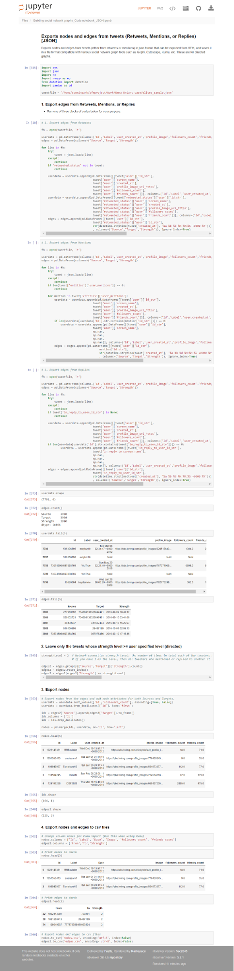 Extracting nodes and edges from JSON